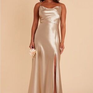 Elegant Satin Evening Gown Birdy Grey -Neutral Champagne- size small